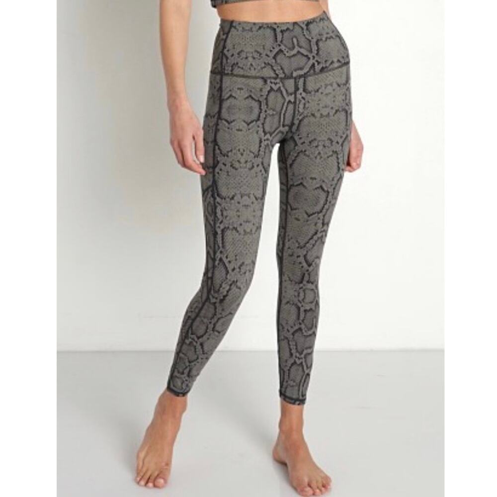 Varley Snake Print High-Waist Leggings in Gray and Black